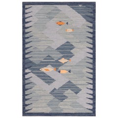 Nazmiyal Collection Modern Swedish Inspired Kilim Rug. 3 ft 2 in x 4 ft 11 in