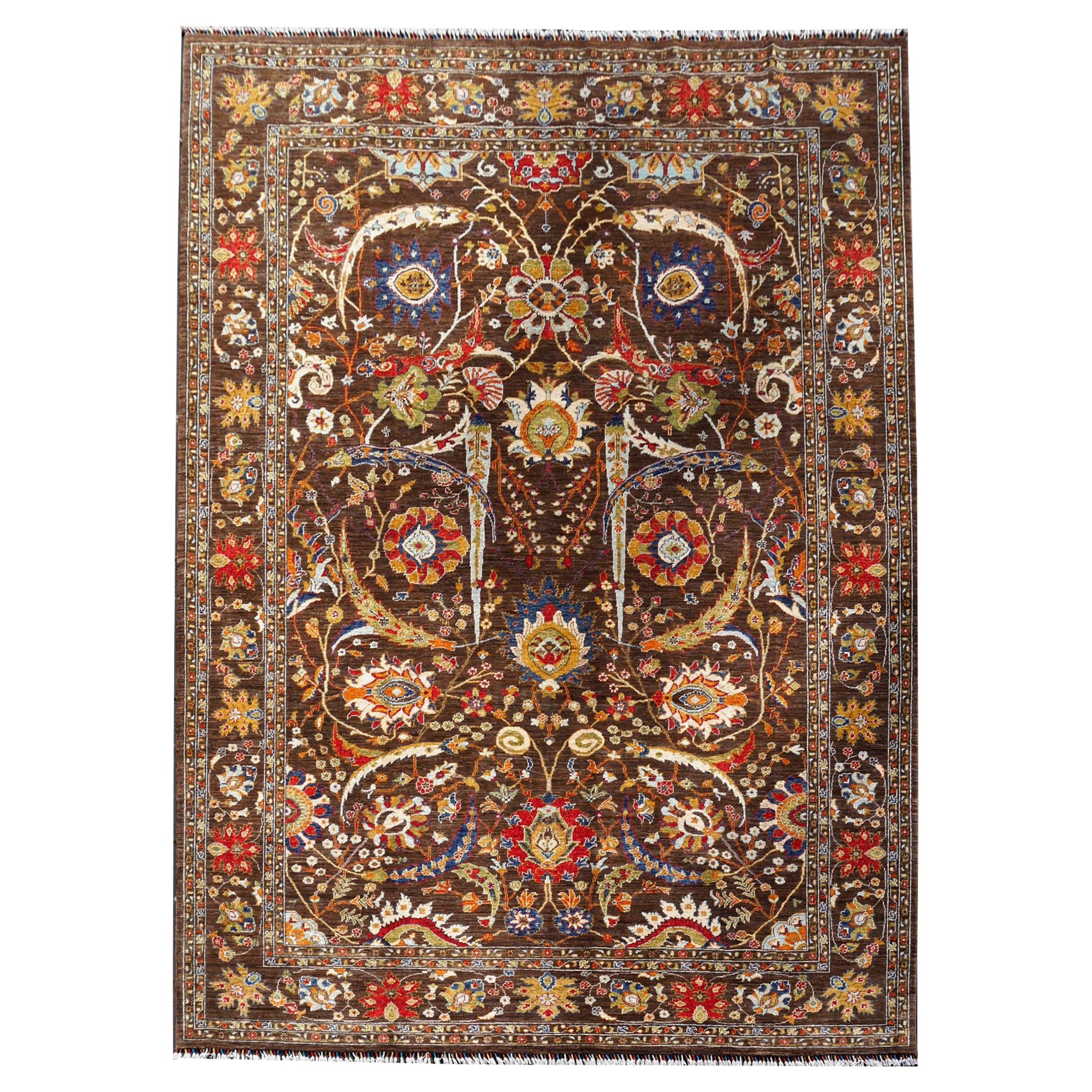 Large Sized Rug in Style of Corcoran’s Clark Sickle-Leaf Carpet Design For Sale