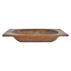 Retro Hand-Hewn Fruitwood Trog or Dough Bowl