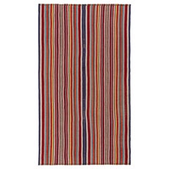 1950s Vintage Chaput Kilim in Multicolor Stripes, Red, Accents by Rug & Kilim