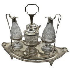 Antique Sterling Silver and Cut-Glass Cruet Set by Paul Storr, Early 1800s