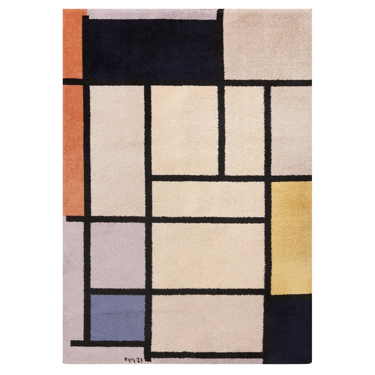 Denmark Rugs Vintage Scandinavian Danish Art Rug Attributed to Piet Mondrian at 1stDibs