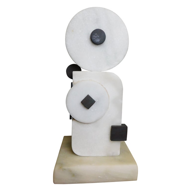 Czeslaw Budny Signed Modern Abstract Constructivist Marble Sculpture Base For Sale
