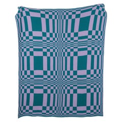 Ripple Knit Throw Blanket Textile in Teal and Lavender