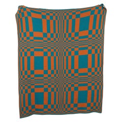 Ripple Knit Throw Blanket Textile in Sienna and Teal