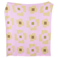 Flower Knit Throw Blanket Textile in Pink