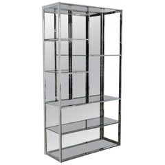 Used MCM - Modern Chrome & Glass Etagere Mirrored Back Style Design Institute America