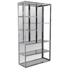 MCM - Moderne Etagere aus Chrom und Glas mit verspiegelter Rückseite, Design Institute America