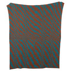 Billowing Twill Knit Throw Blanket Textile in Terra Cotta and Teal