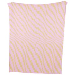 Billowing Twill Knit Throw Blanket Textile in Rose Pink and Yellow