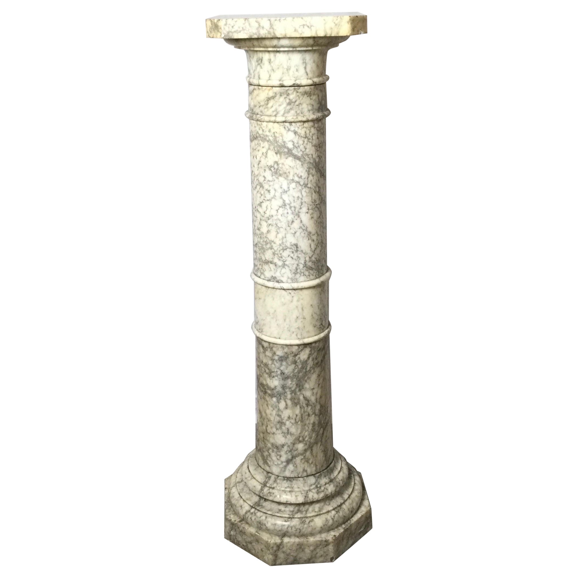 Early 20th Century Italian Solid Marble Rotating Pedestal  For Sale