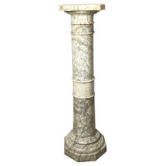 Antique Early 20th Century Italian Solid Marble Rotating Pedestal 