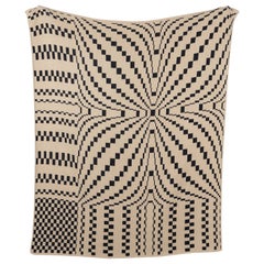 Blooming Leaf Knit Throw Blanket Textile in Black and natural