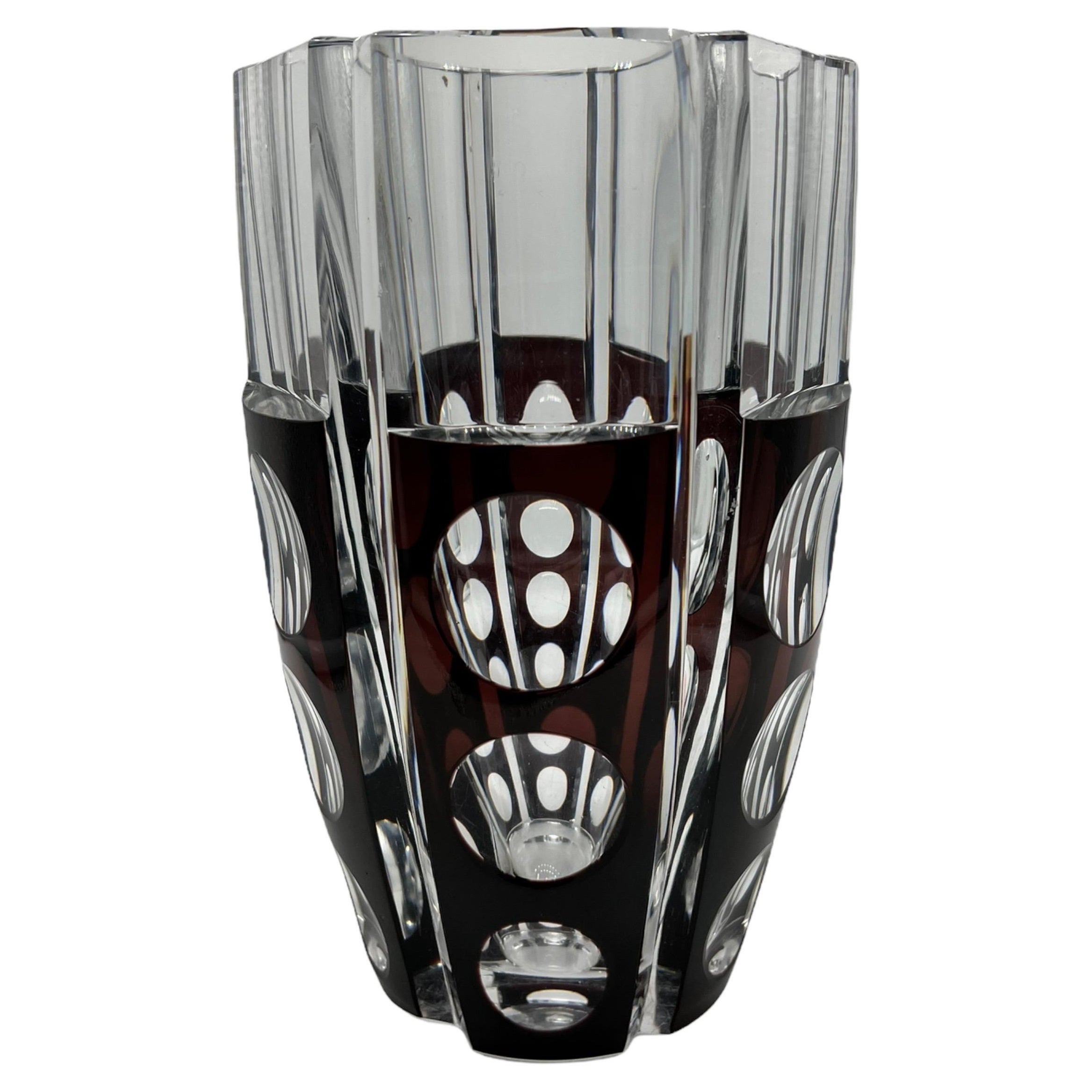1950s Belgian Vase Val Saint Lambert Crystal Vase Designed by Joseph Simon