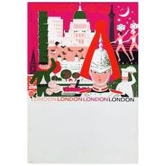 1960s London British Travel Poster by Daphne Padden, Pop Art Illustration Design