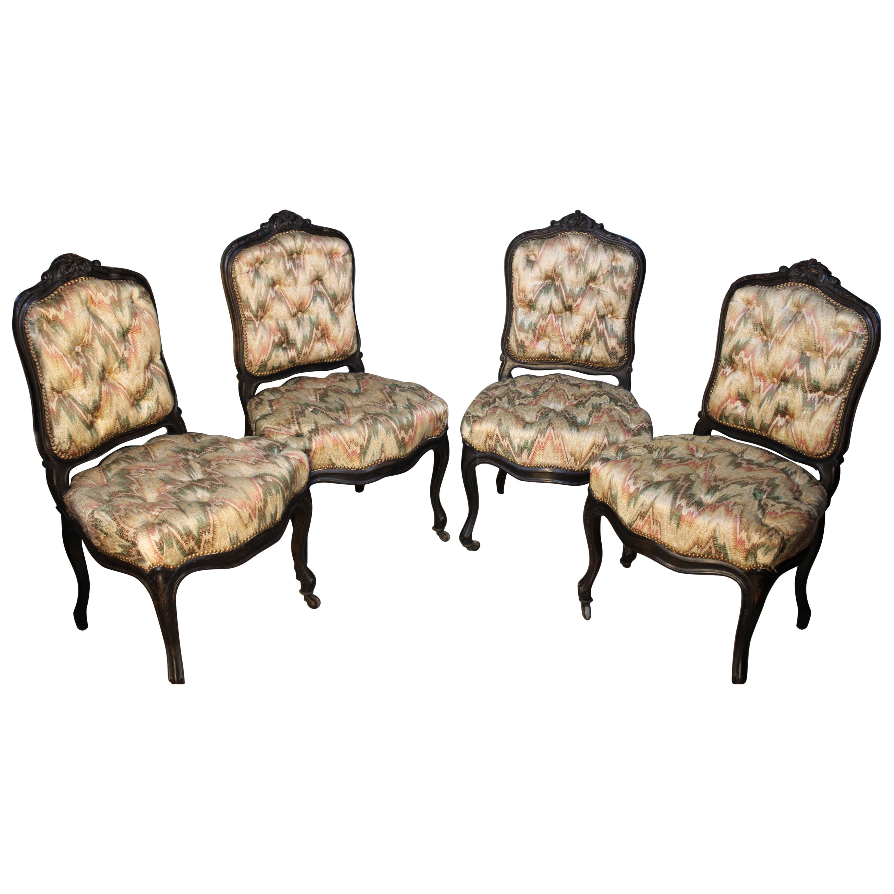 19th Century Italian Dining Room Chairs Set 4 