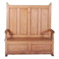 Antique Welsh Bleached Pine Box Settle