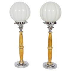 Art Deco Bakelite and Chromed Metal Table Lamps 