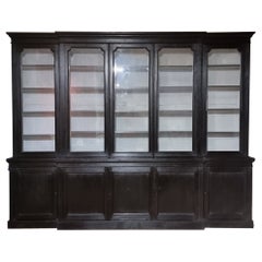 Antique English Breakfront Library Bookcase