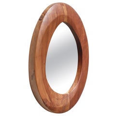Free-Form Wooden Mirror, France, 1950s
