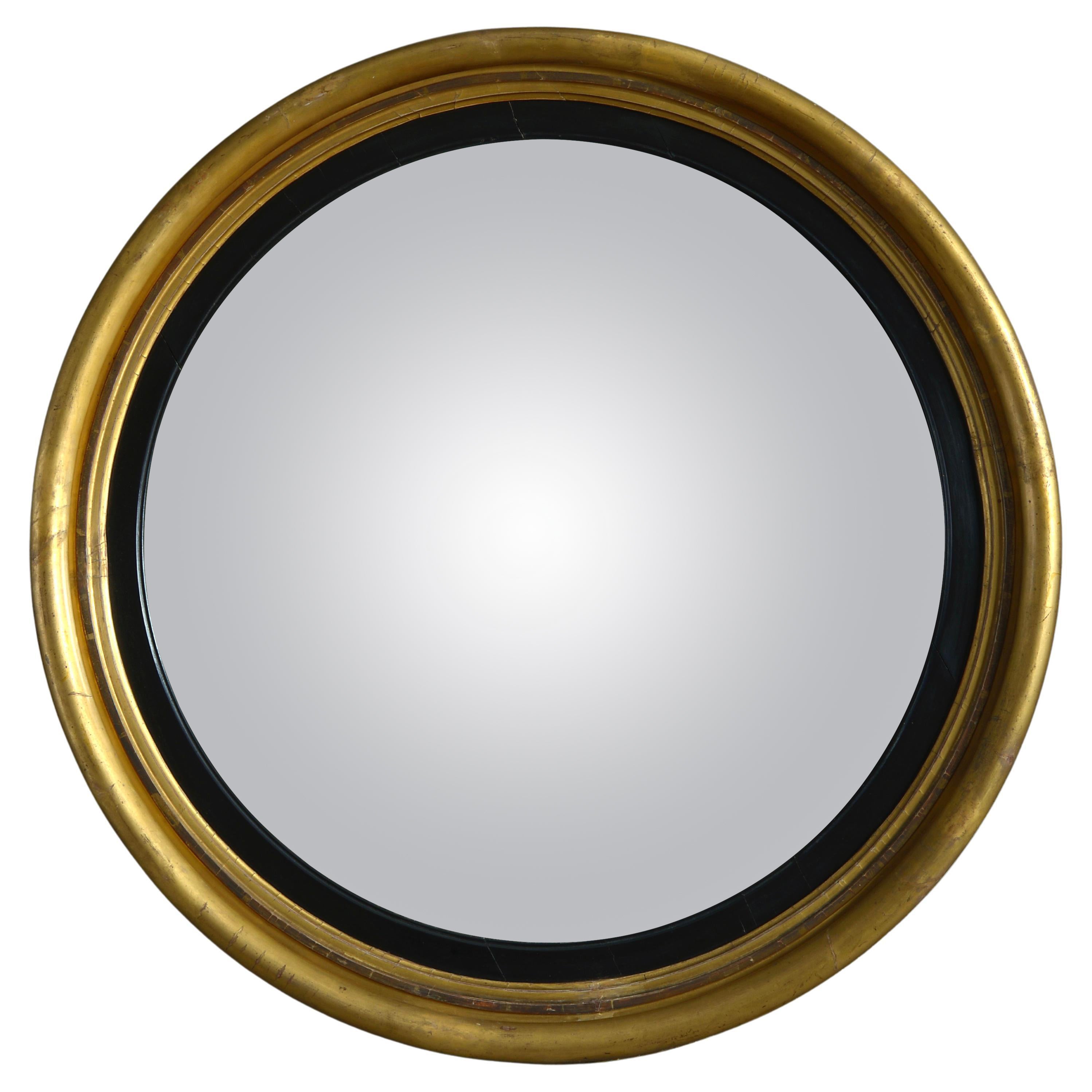 Good Regency Carved Giltwood and Gesso Convex Wall Mirror at 1stDibs