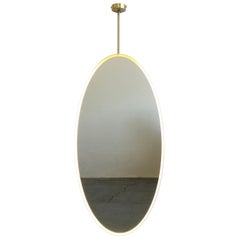 Ovalis Suspended Mirror with a Brass Frame and Front Illumination, Customisable