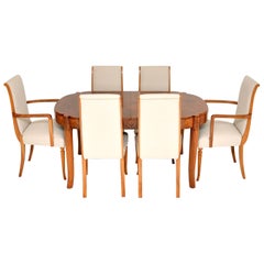 Art Deco Burr Walnut Dining Table & Chairs by Hille