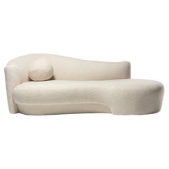 Weiman Post Modern Sofa Chaise Lounge in Supple Lux Ivory White Bouclé, c. 1990