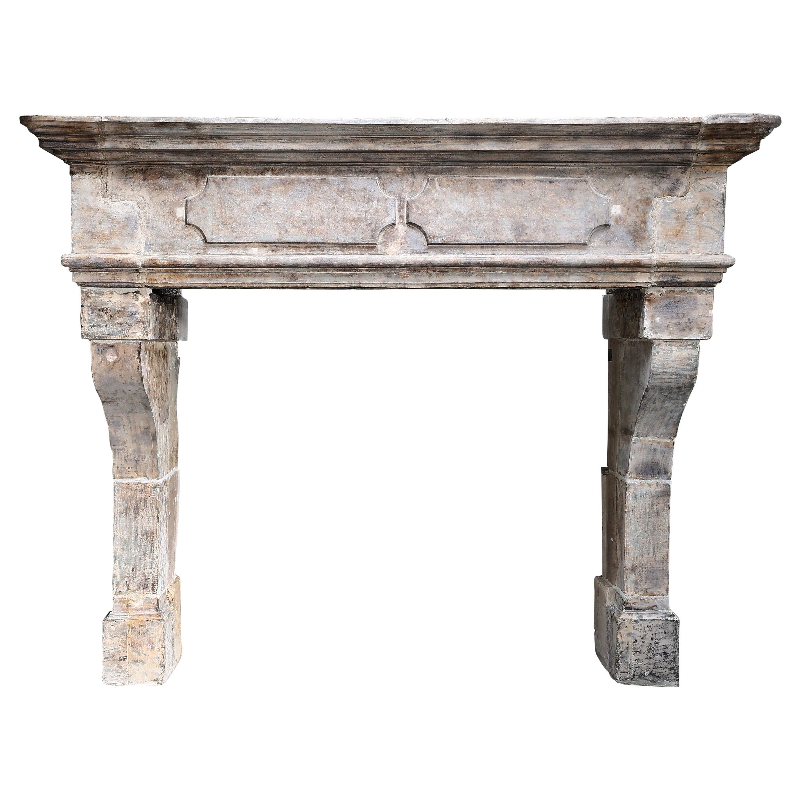 19th Century Fireplace of French Limestone in Style of Louis XIII  For Sale