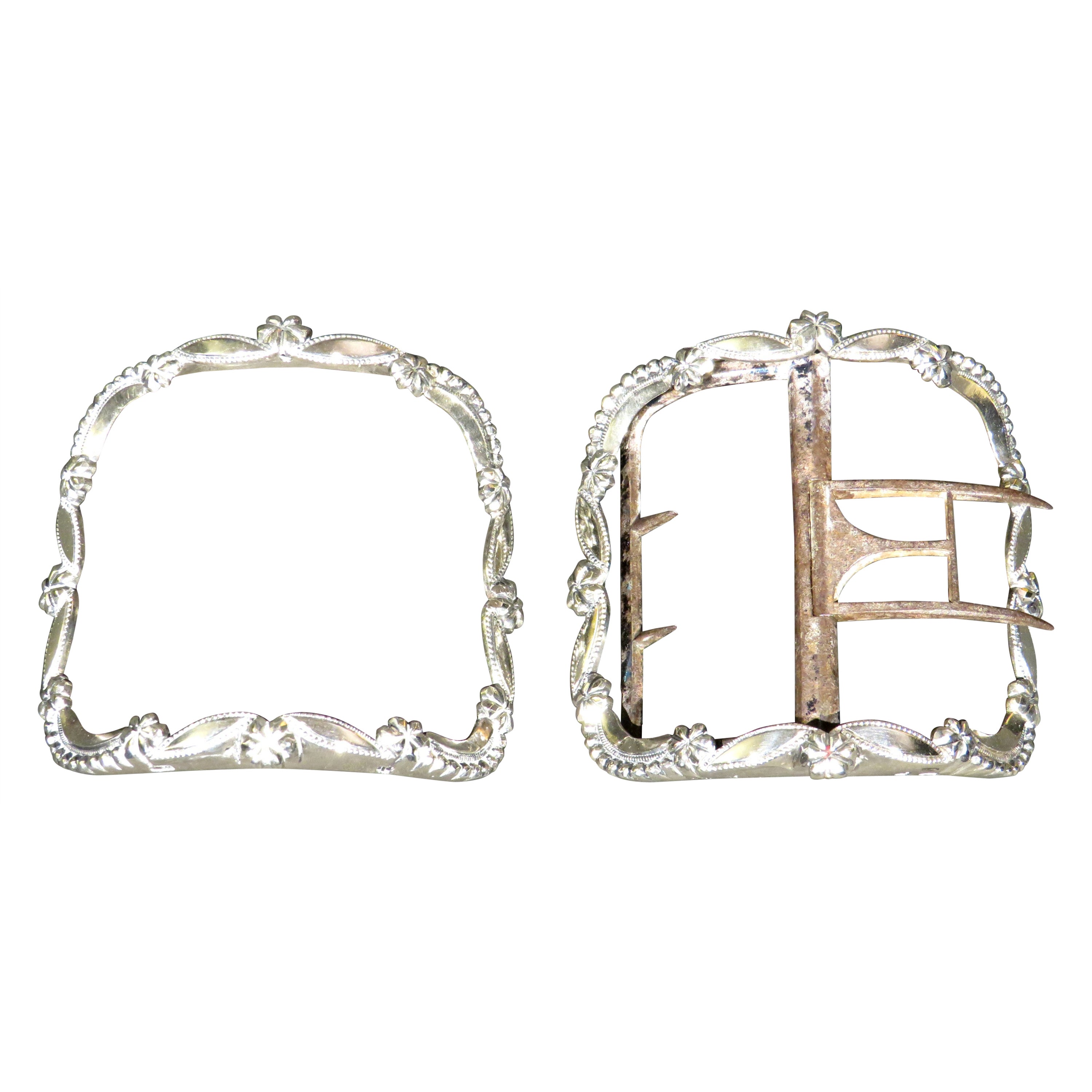 Fine Pair of 18th Century George III Sterling Silver Shoe Buckles, London 1792 For Sale