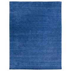 Blue Modern Gabbeh Style Hand-Loom Wool Rug