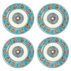 Charger Plate Set of 4 Dinner Plates Serveware Majolica Aquamarine Hand Painted