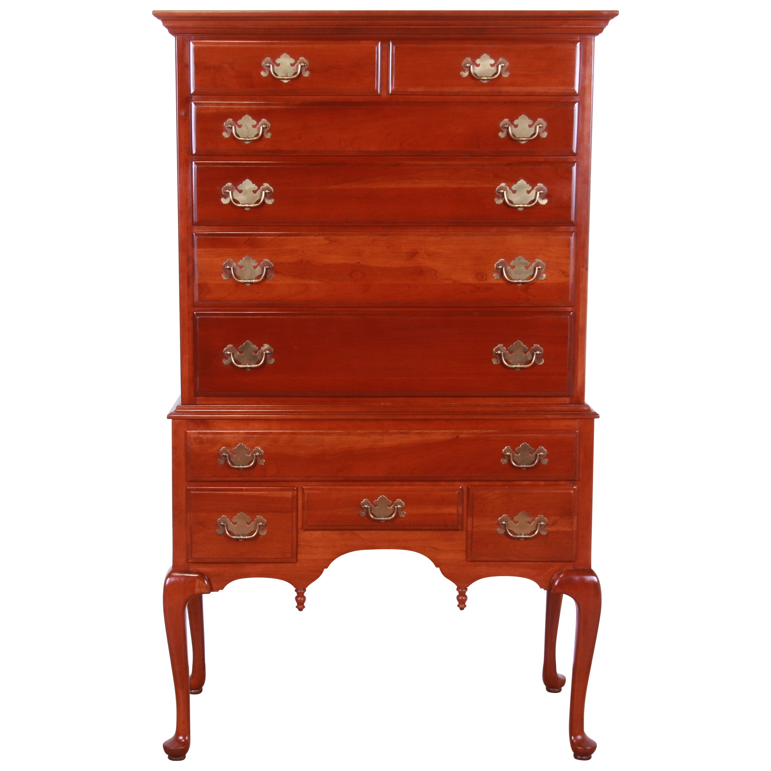 Queen Anne Solid Cherry Wood Highboy Dresser