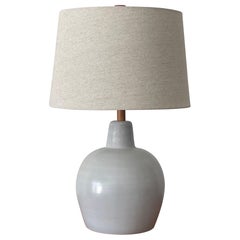 Martz Lamp by Jane and Gordon Martz, Large Round Ceramic and Walnut