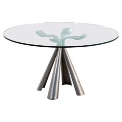 20th Century Vittorio Introini Table Mod. Colby for Saporiti in Die Cast Steel