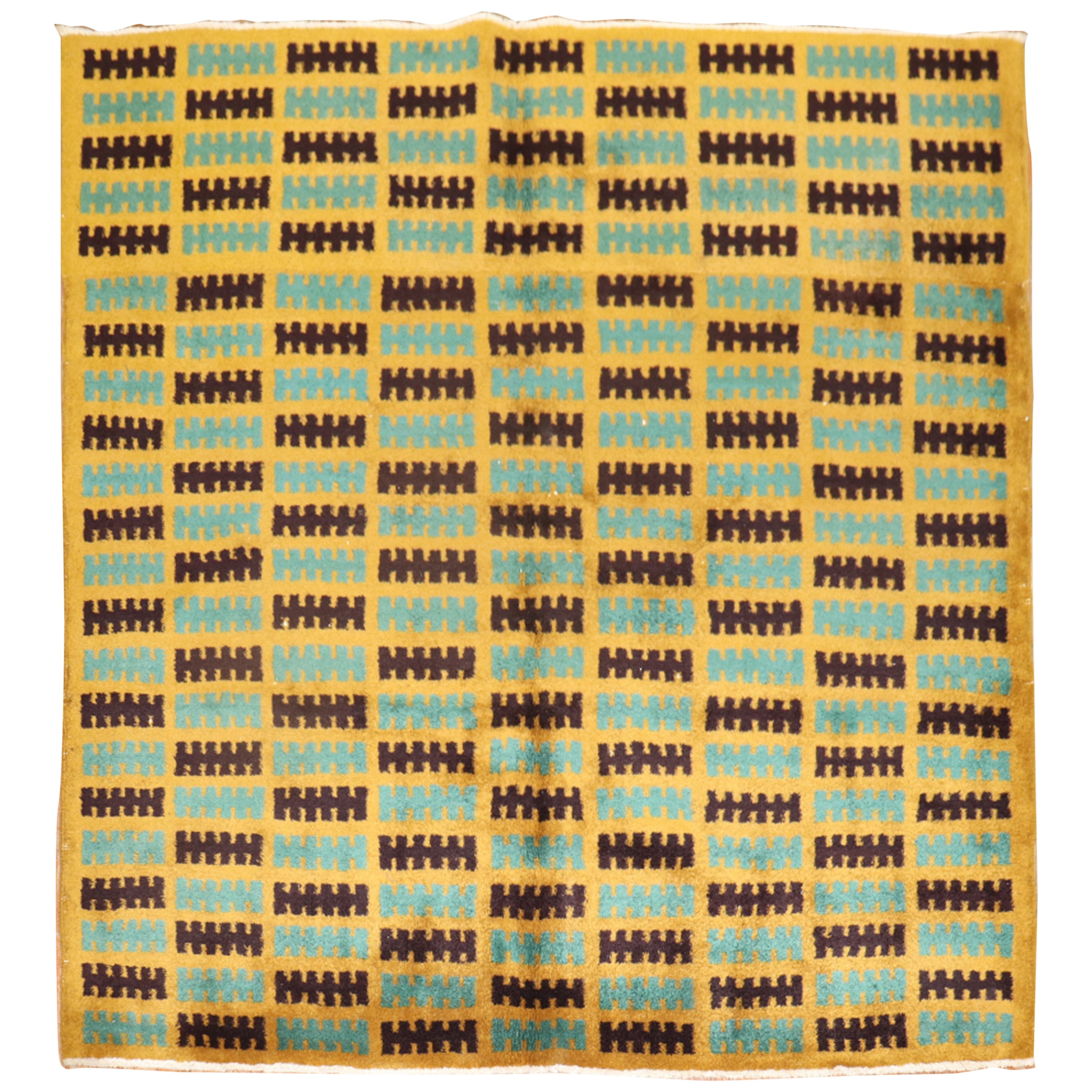 Türkischer quadratischer Teppich im Art-déco-Stil