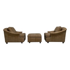 Pair of Large Lounge Chairs and Ottoman by Edward Wormley for Dunbar