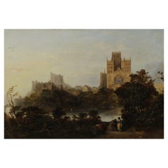 James Wilson Carmichael, 19th Century Oil Painting, A View of Durham Castle