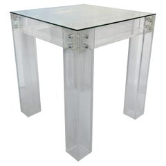 Mid-Century Modern Charles Hollis Jones Style Square Lucite End Side Table