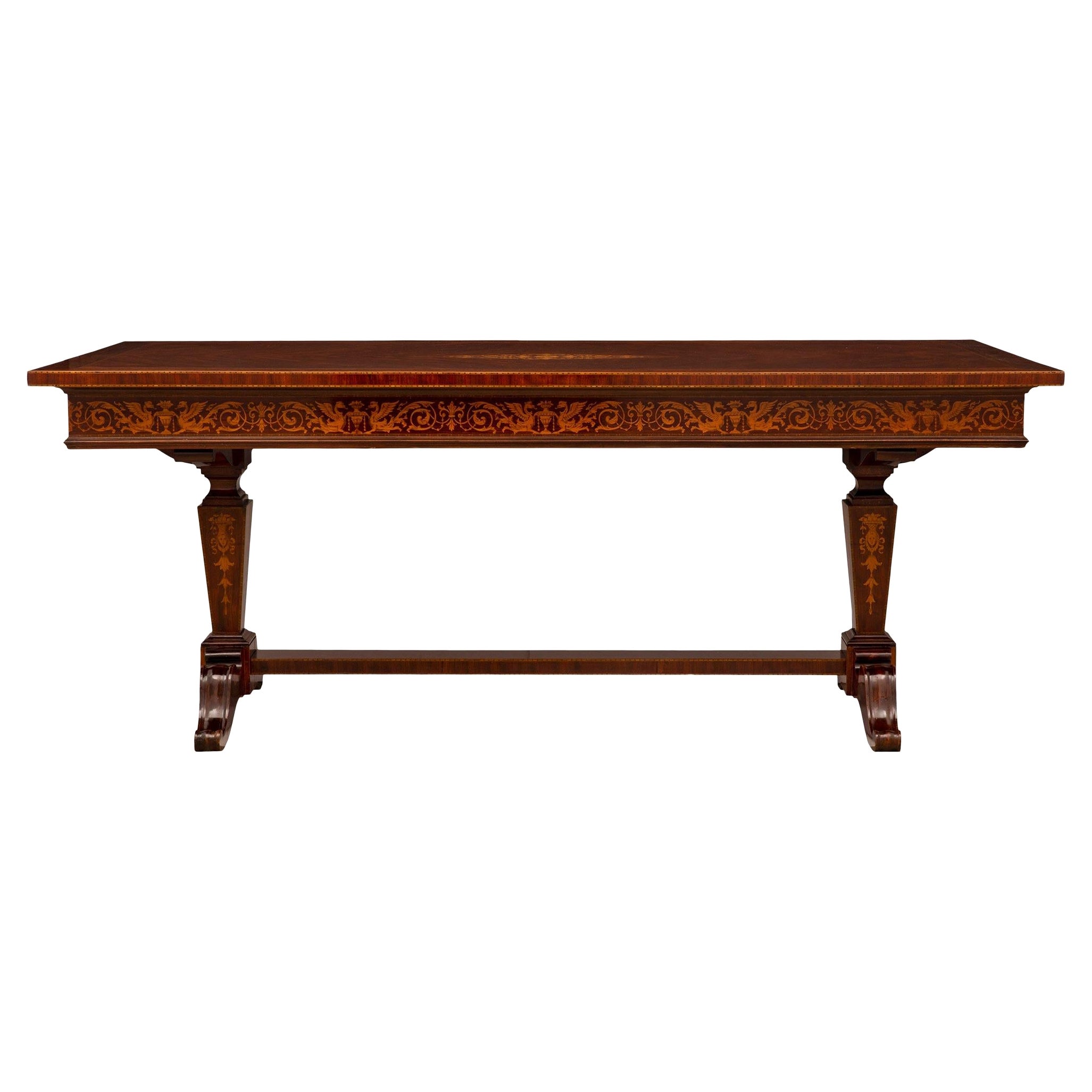 Italian Mid 19th Century Neo-Classical St. Mahogany and Tulipwood Center Table