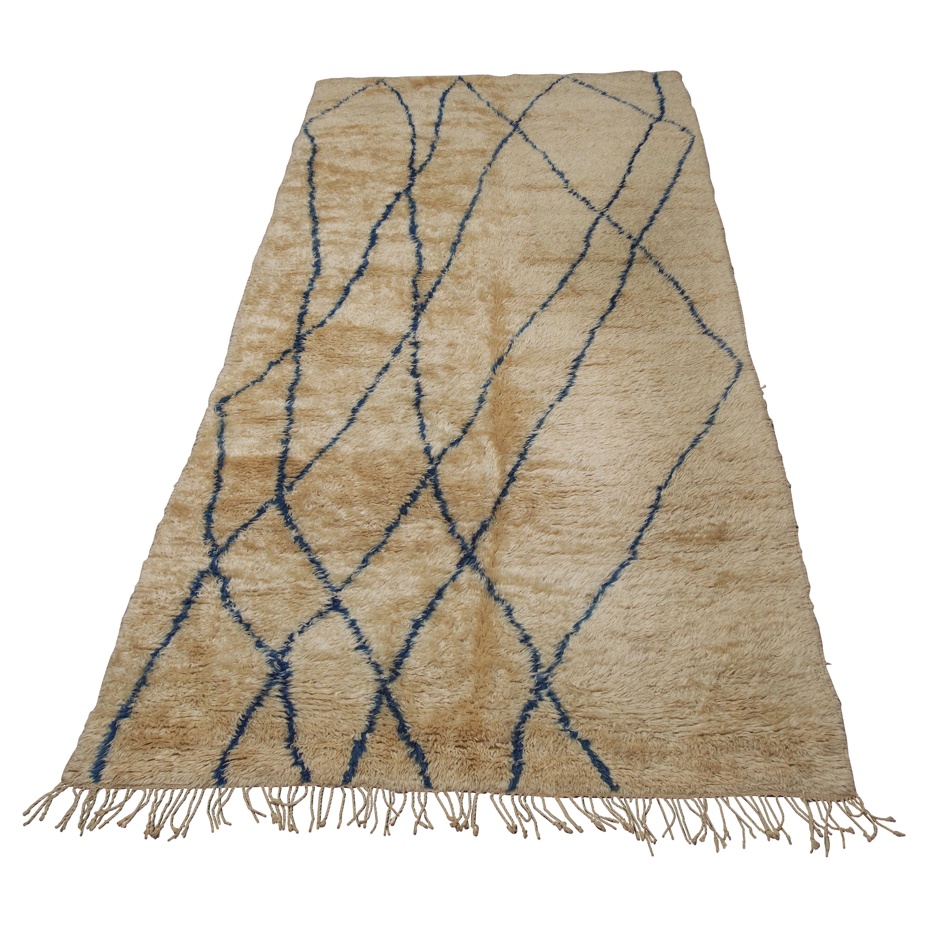 Indigo Blue and Neutral Moroccan Rug Huska 9'8