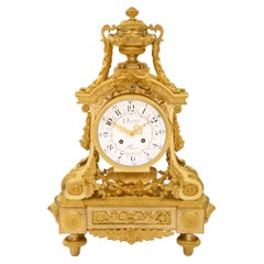 Antique French 19th Century Louis XVI Style Ormolu Clock Signed by Denière