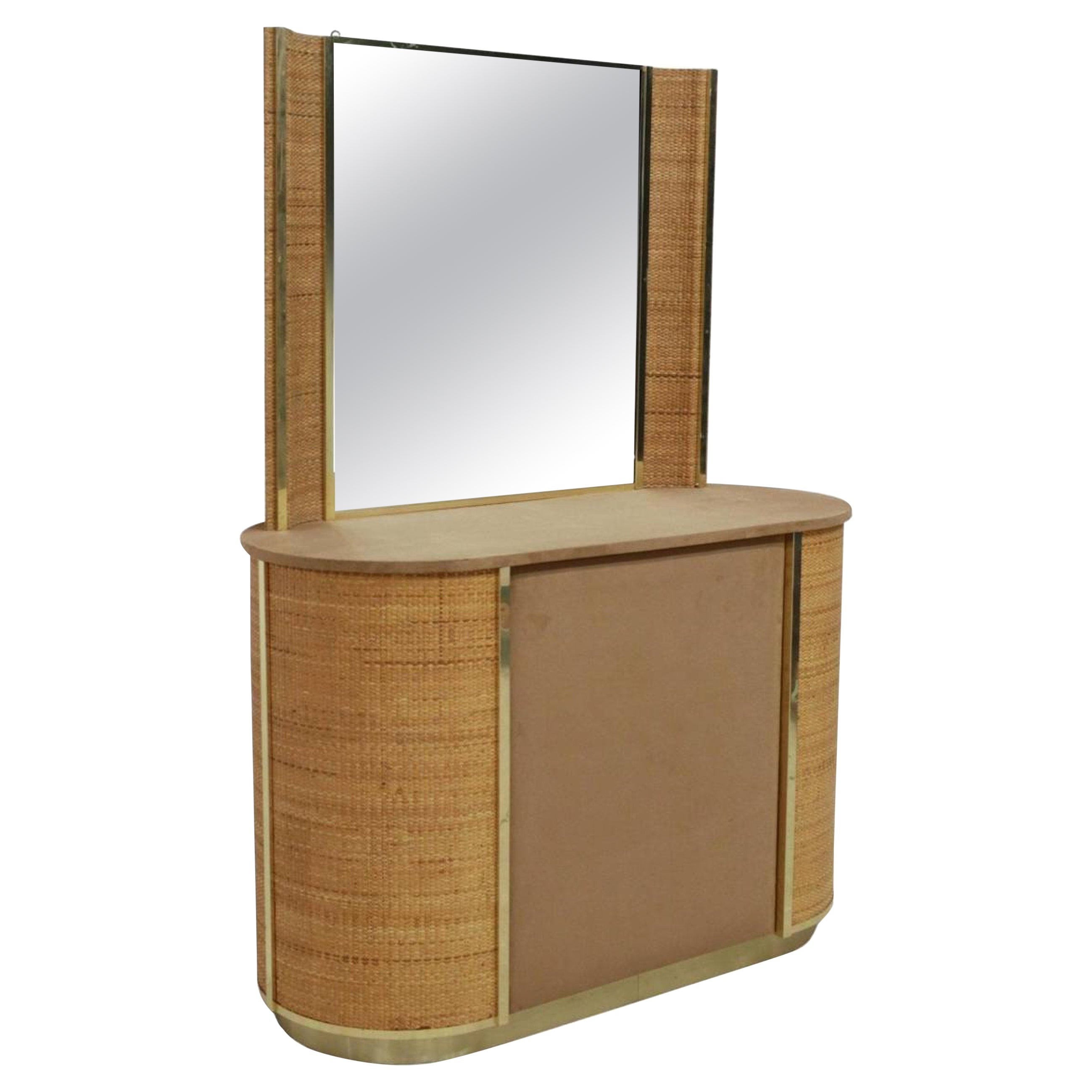 1970s Modern Console Vanity with Mirror