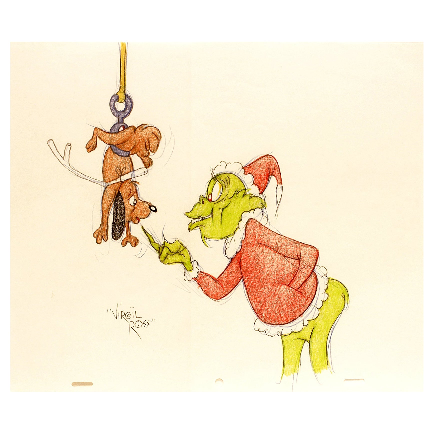 Dr. Seuss (Virgil Ross). How The Grinch Stole Christmas & Max ORIGINAL DRAWING