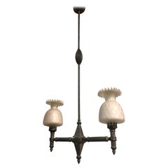 Italian Two-Light Chandelier from 20th with Original Glass