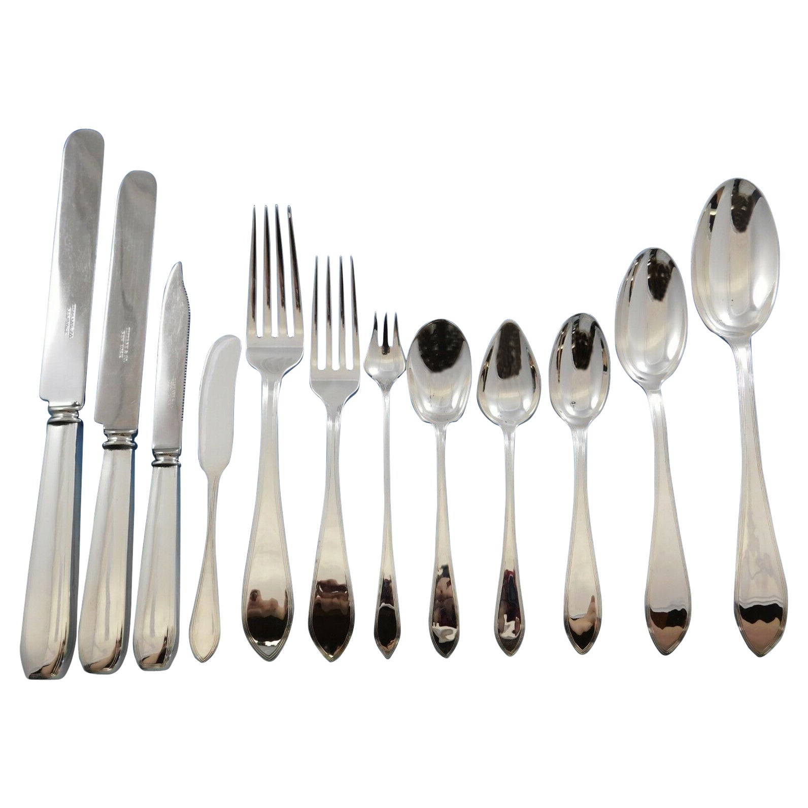 Reeded Edge von Tiffany Sterling Silber Besteckset Service 255 Teile Dinner Huge