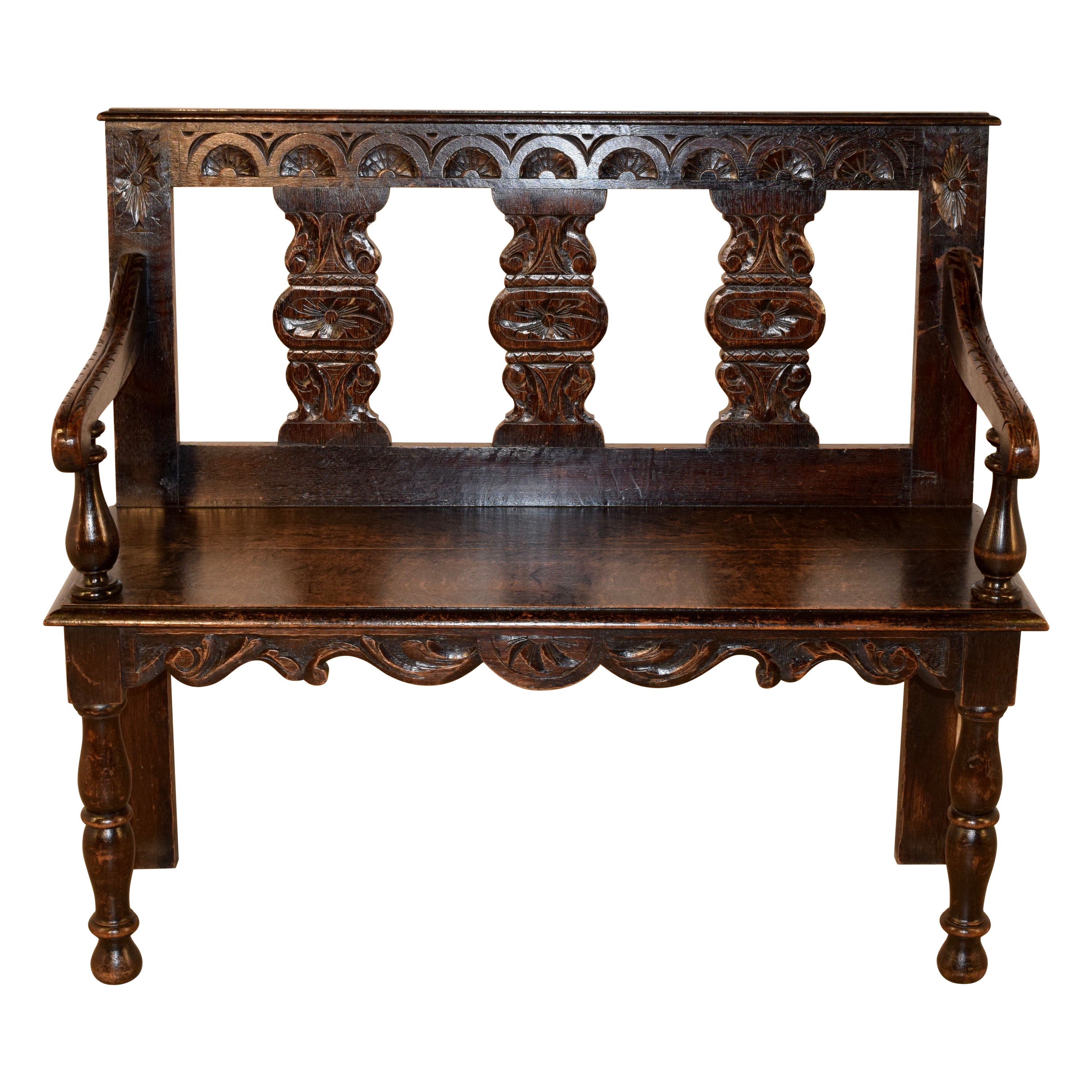 19th Century French Oak Settee For Sale