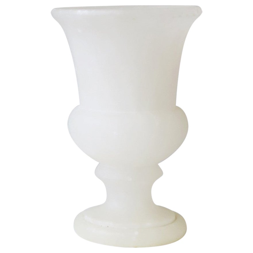 Urn White Matte Alabaster Marble from Spain, Small