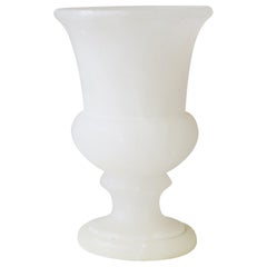 Urn White Matte Alabaster Marble from Spain, Small