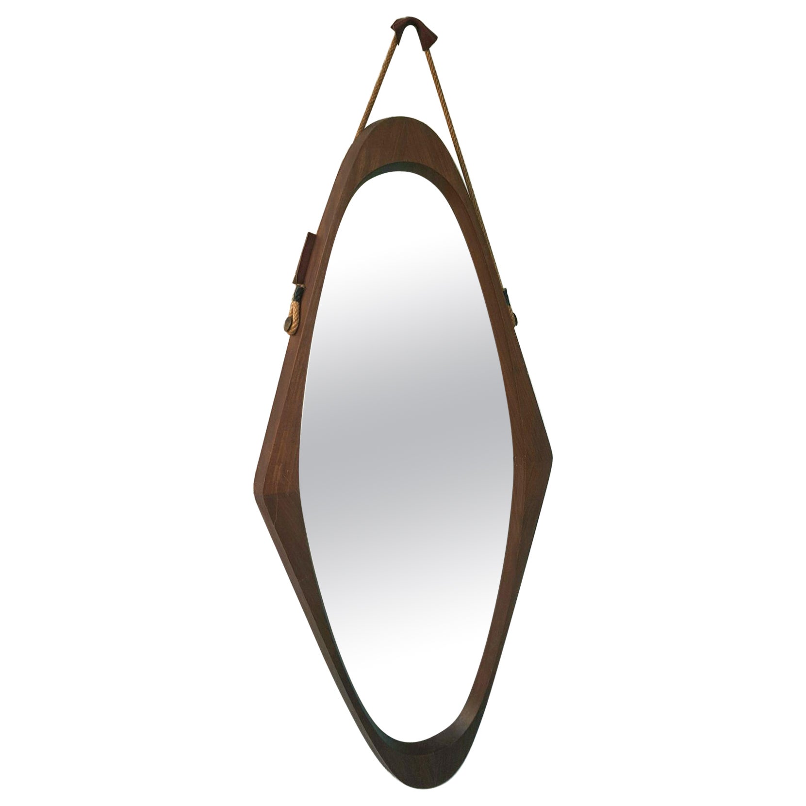 Italian Wood  Wall Mirror Attributed to Franco Campo